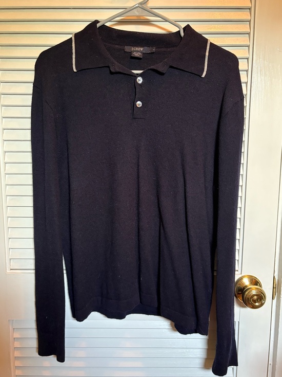 J. Crew Other - J. Crew Navy Blue Wool Polo Sweater — Men’s Large